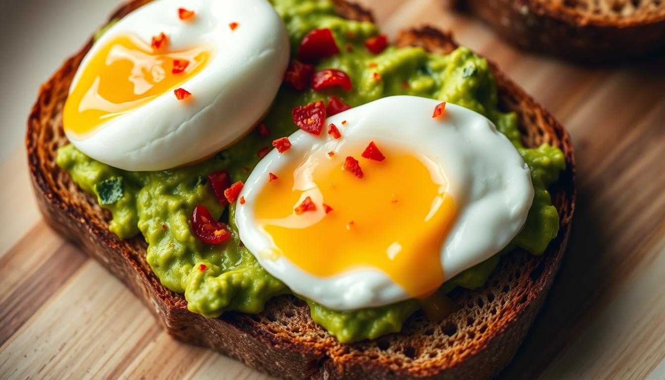 Avocado Toast with Poached Eggs & Chili Flakes
