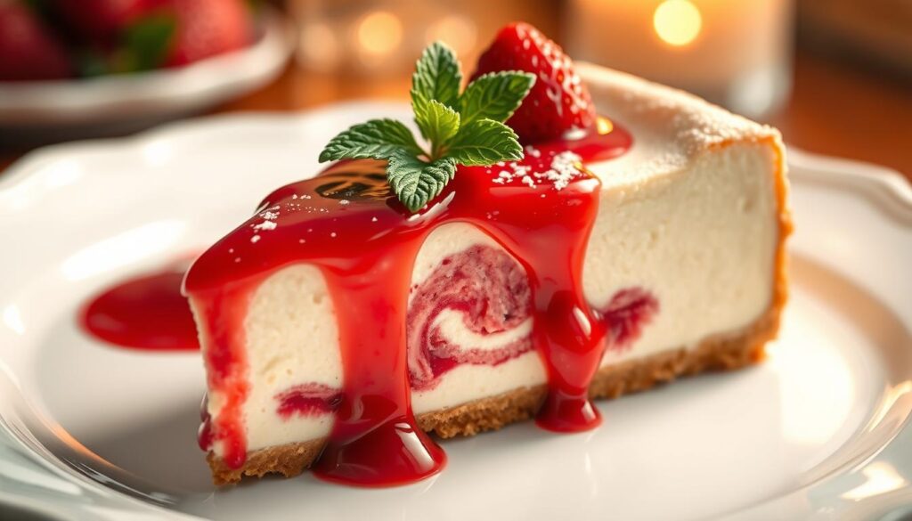 Cheesecake with strawberry sauce Cheesecake with strawberry sauce
