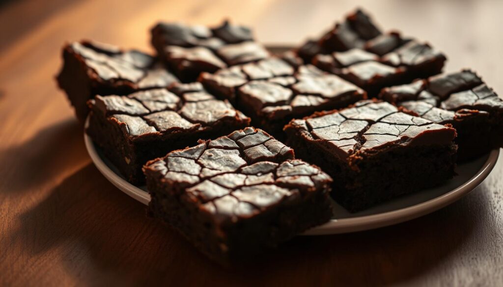 Classic fudgy brownies with a cracked surface Classic fudgy brownies with a cracked surface