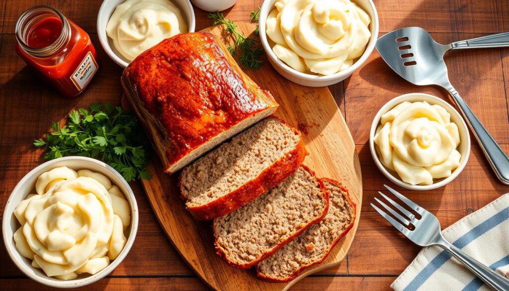 Meatloaf with mashed potatoes ingredients and tools Meatloaf with mashed potatoes ingredients and tools