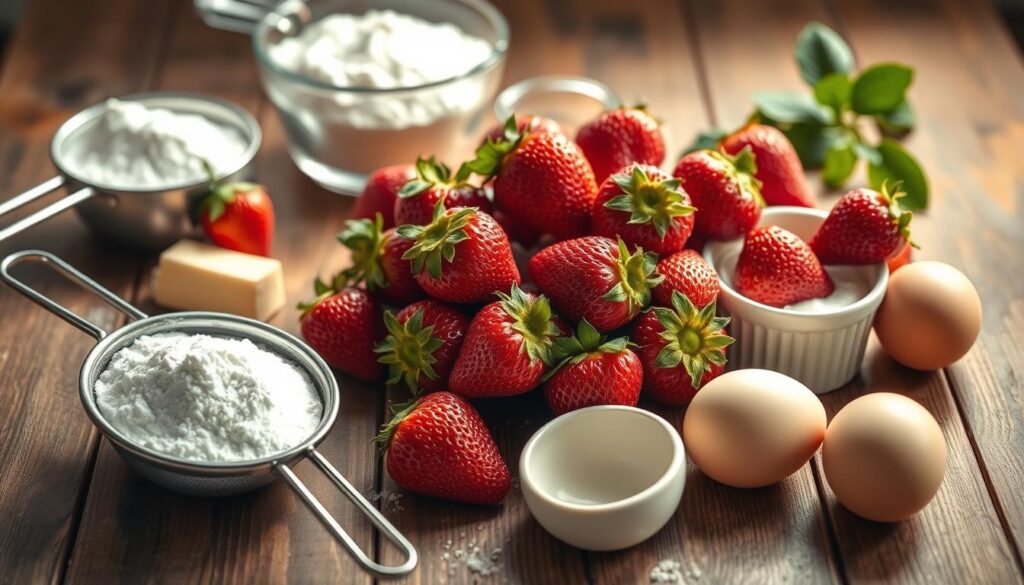fresh strawberries and baking ingredients fresh strawberries and baking ingredients