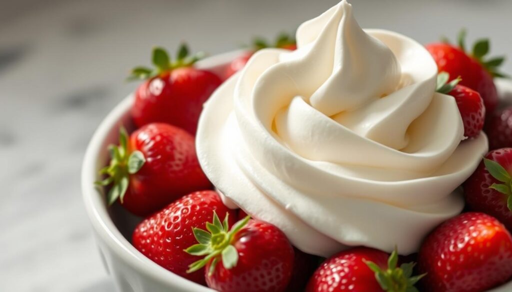 homemade whipped cream and fresh berries homemade whipped cream and fresh berries