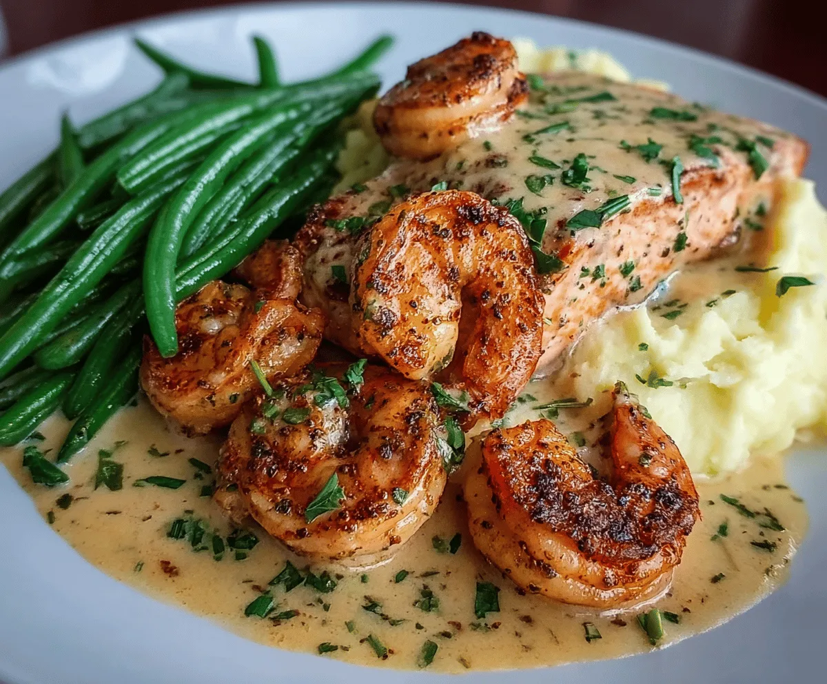 Cajun Shrimp and Salmon with Creamy Garlic Sauce