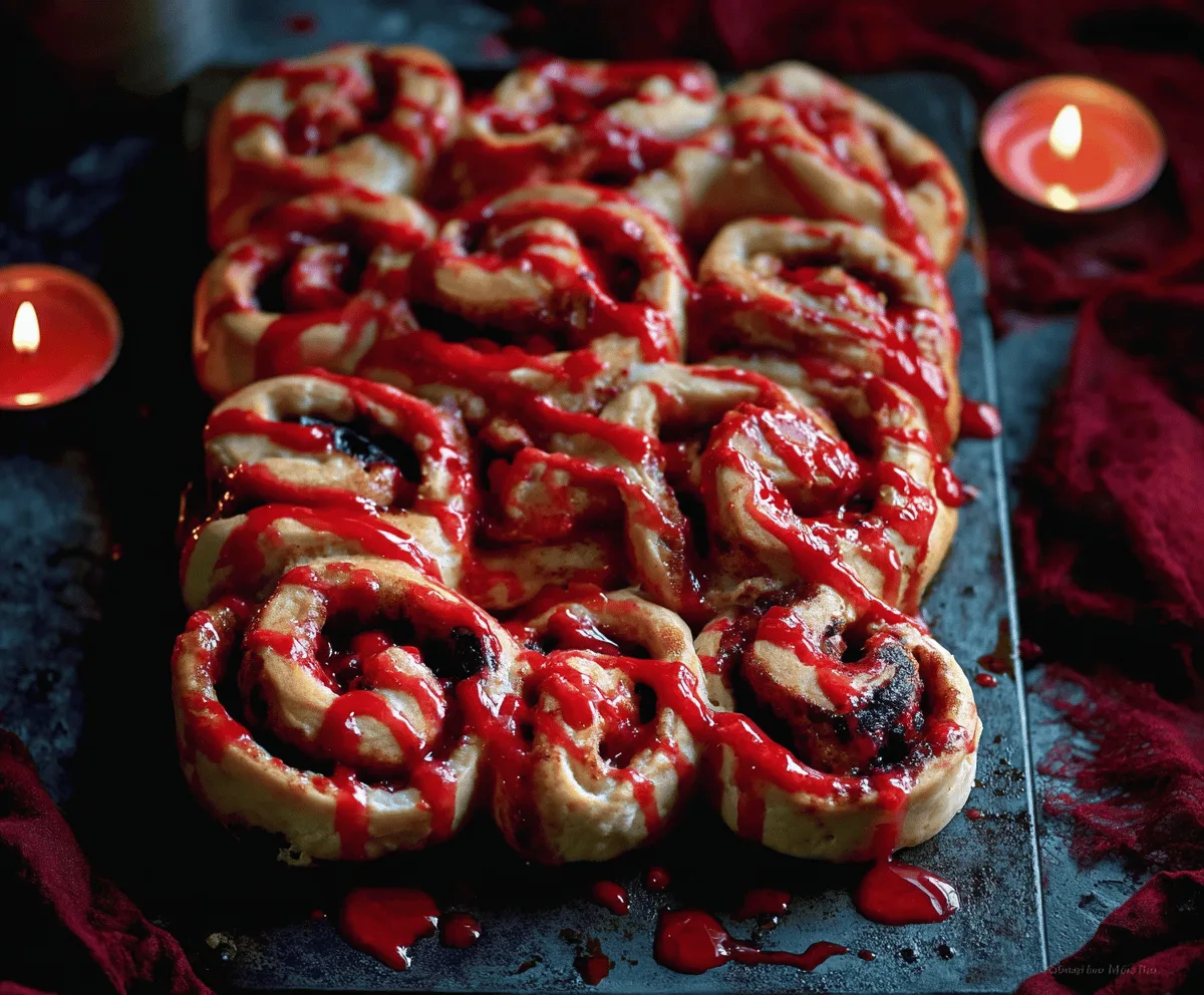 Spooky Halloween Bloody Cinnamon Rolls