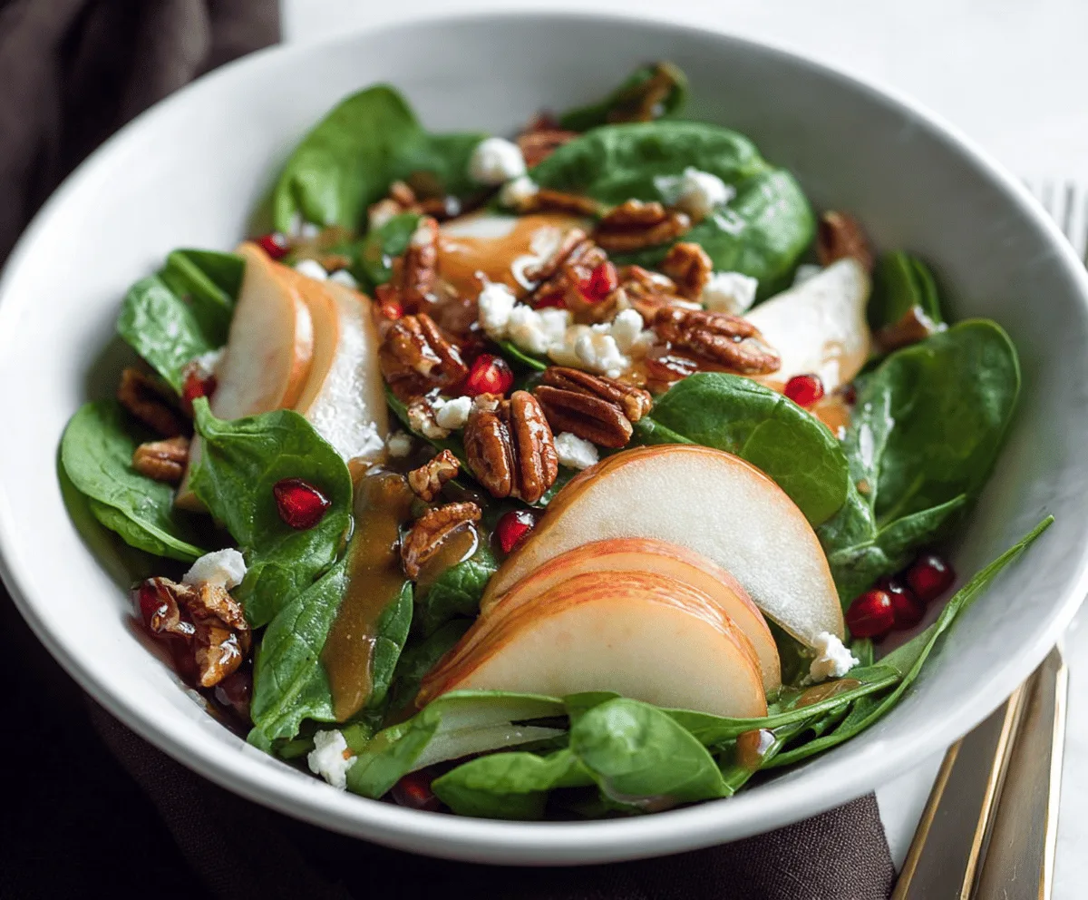 Pear Pecans Spinach Salad