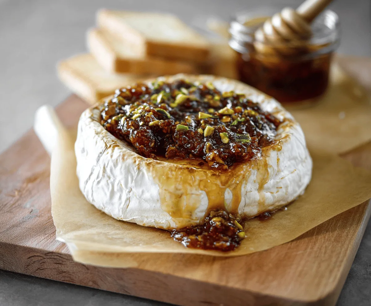 Easy Baked Brie with Fig Jam & Pistachios