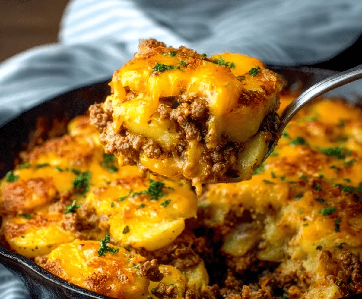 Cheesy Ground Beef Potatoes Bake