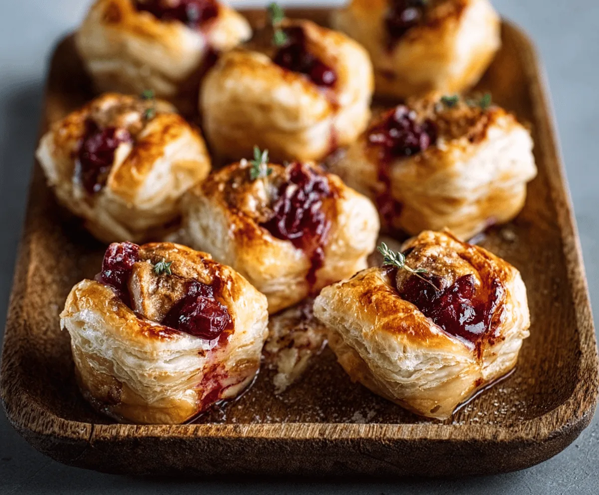 Easy Cranberry Brie Puff Pastry Bites