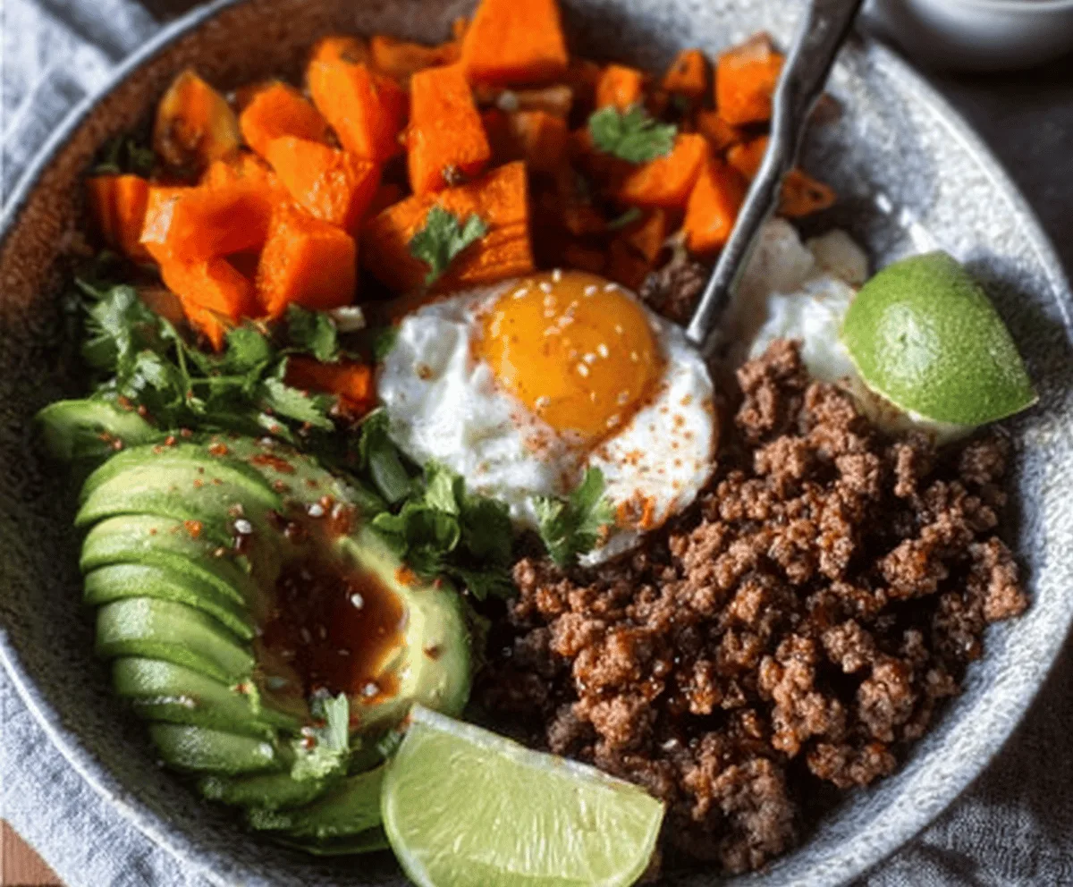 Spicy Sweet Ground Beef Hot Honey Bowl