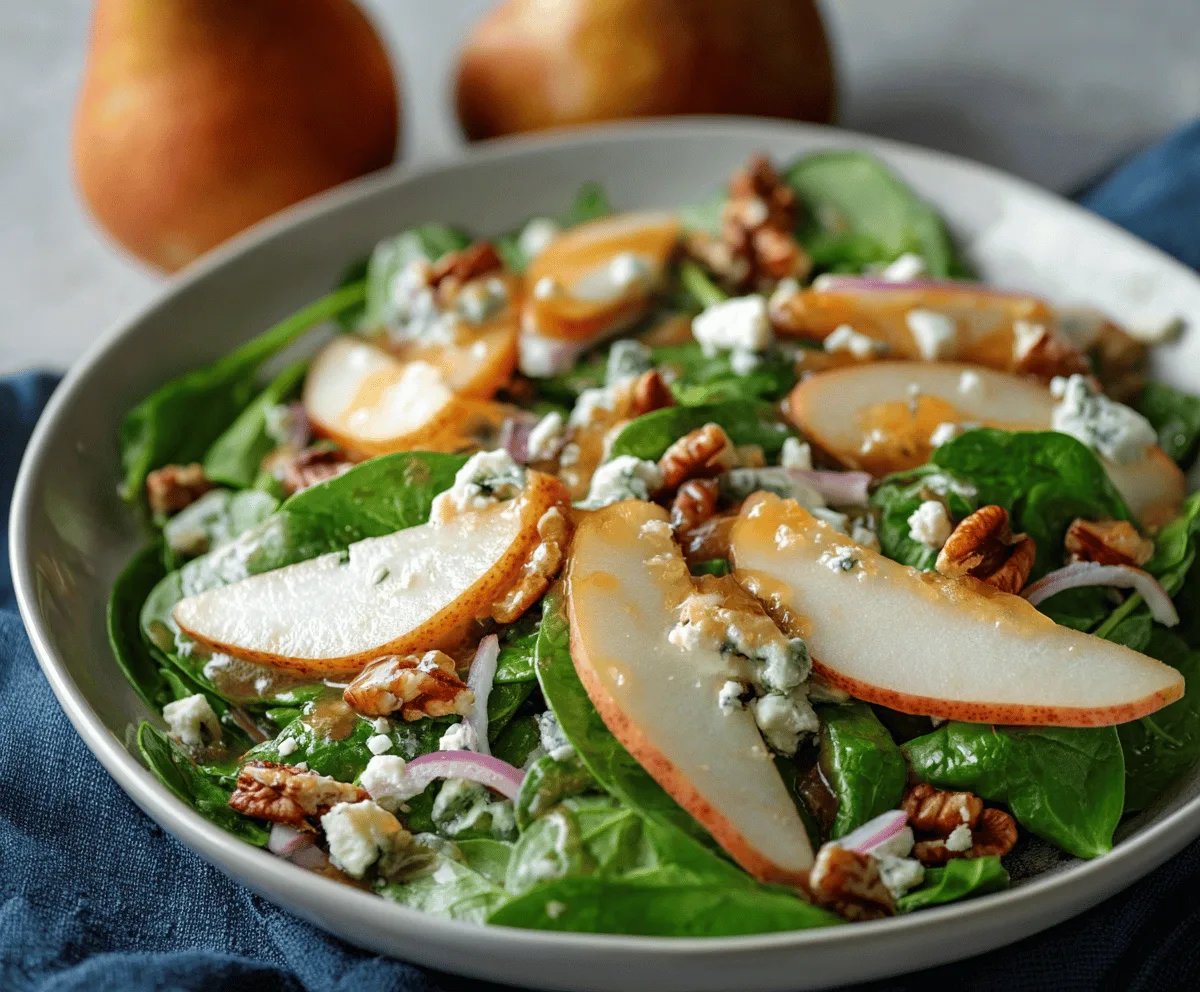 Fresh Pear Gorgonzola Spinach Salad