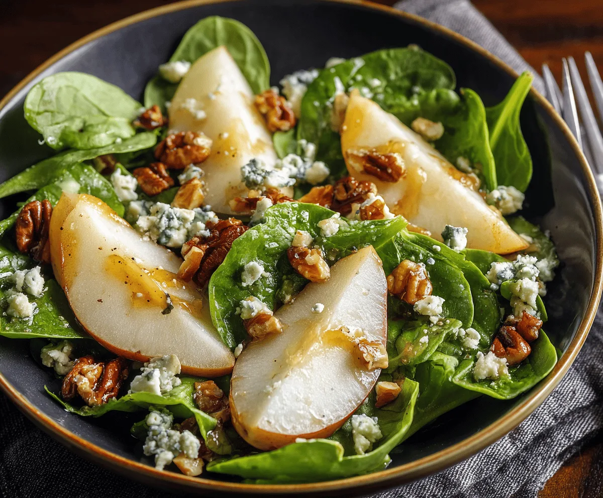 Pear And Gorgonzola Spinach Salad