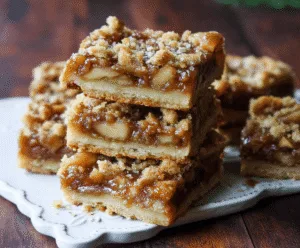 Delicious Salted Caramel Apple Pie Bars with a golden crust and sweet caramel drizzle.