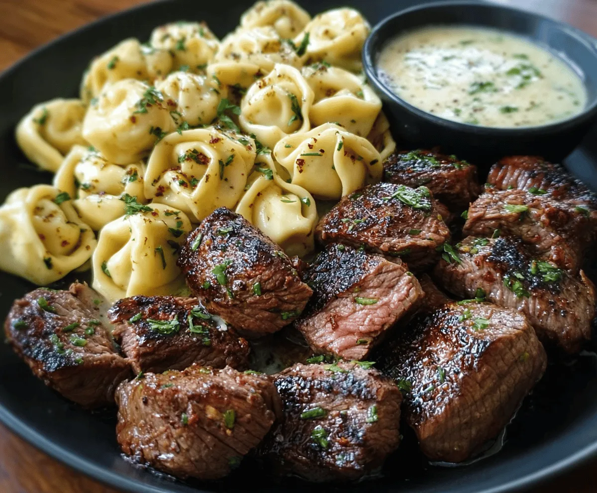 Sizzling Butter Steak Bites & Alfredo Tortellini