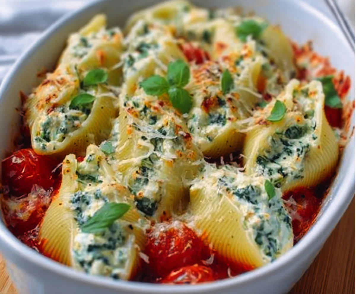 Easy Spinach Ricotta Stuffed Shells