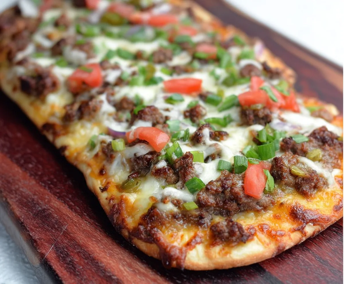 Easy Ground Beef Flatbread Pizza