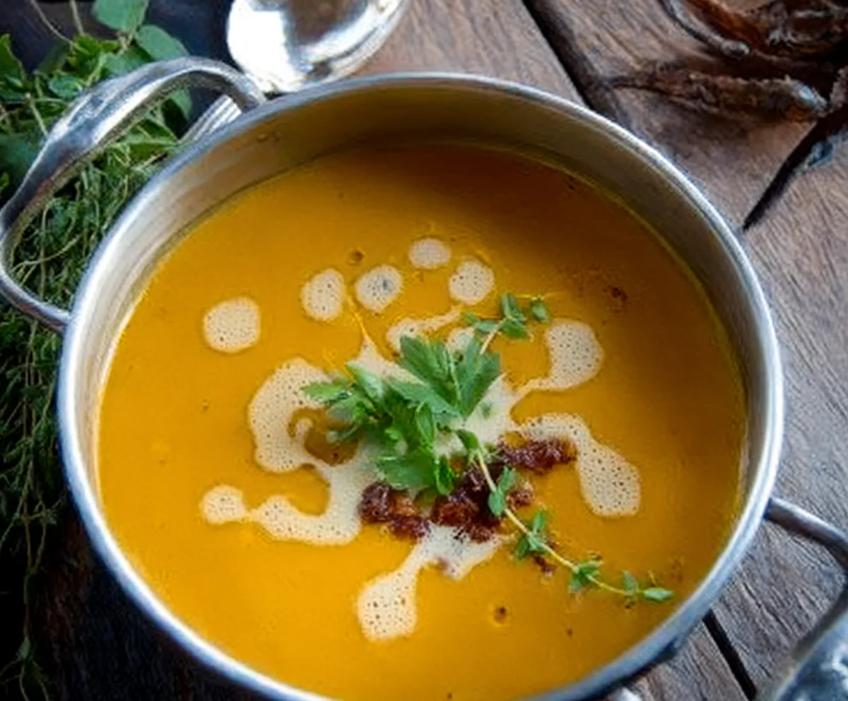 Creamy Herb-Crusted Butternut Squash Soup