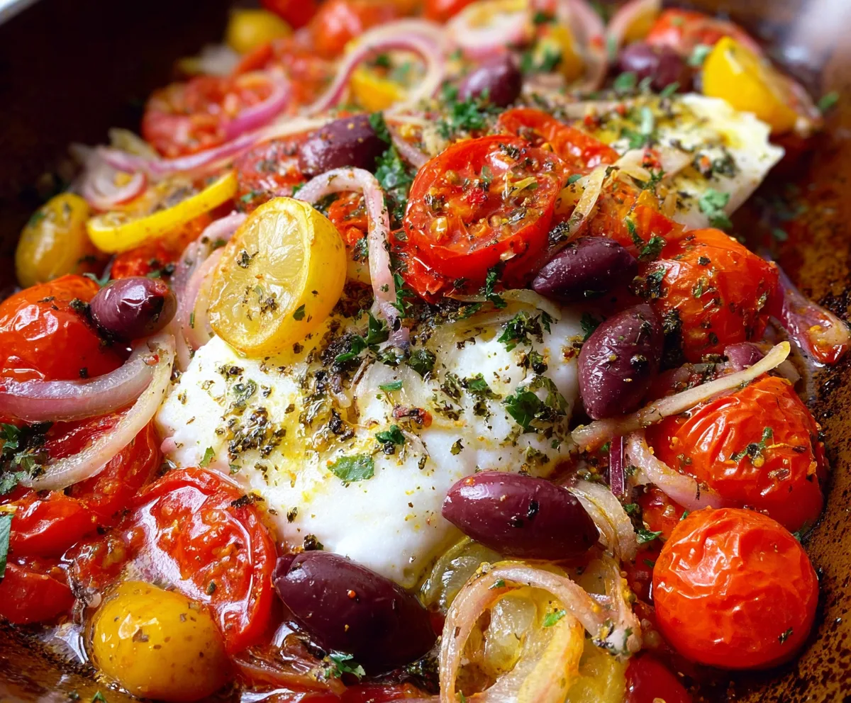 Easy Mediterranean Baked Fish with Tomatoes