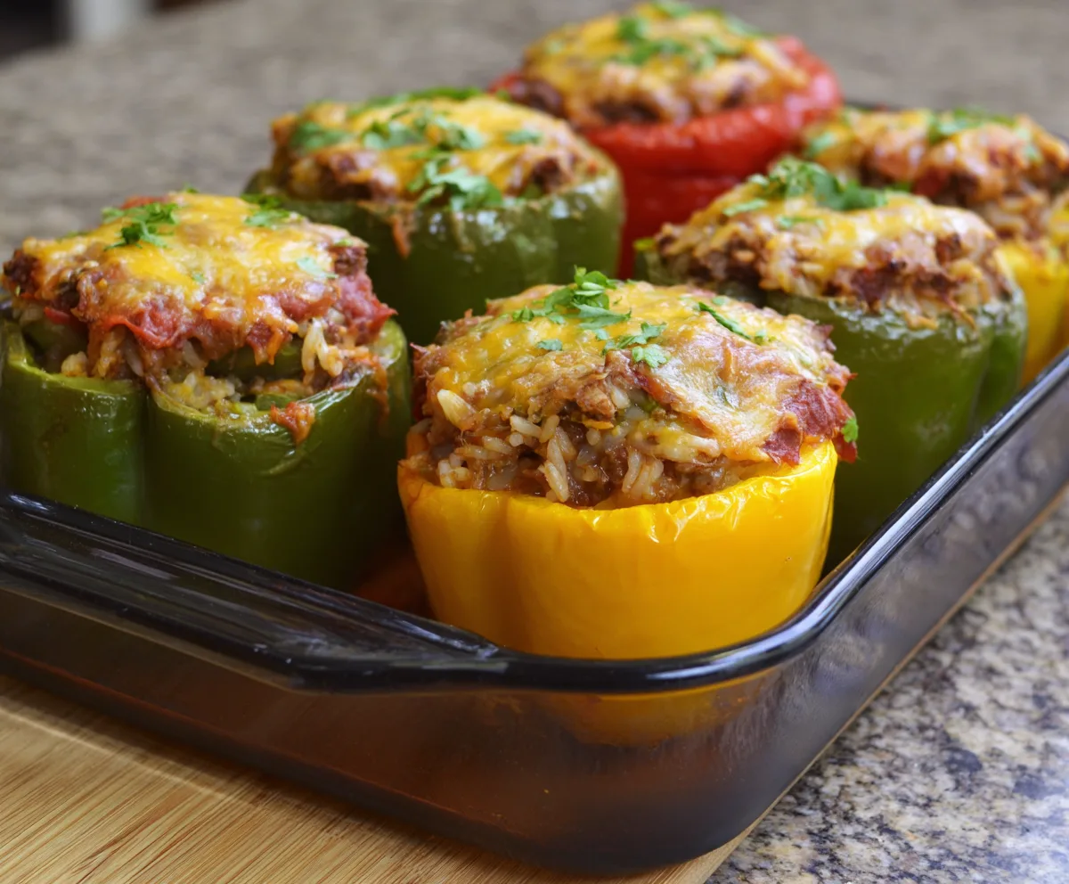 Easy Stuffed Peppers with Beef & Rice