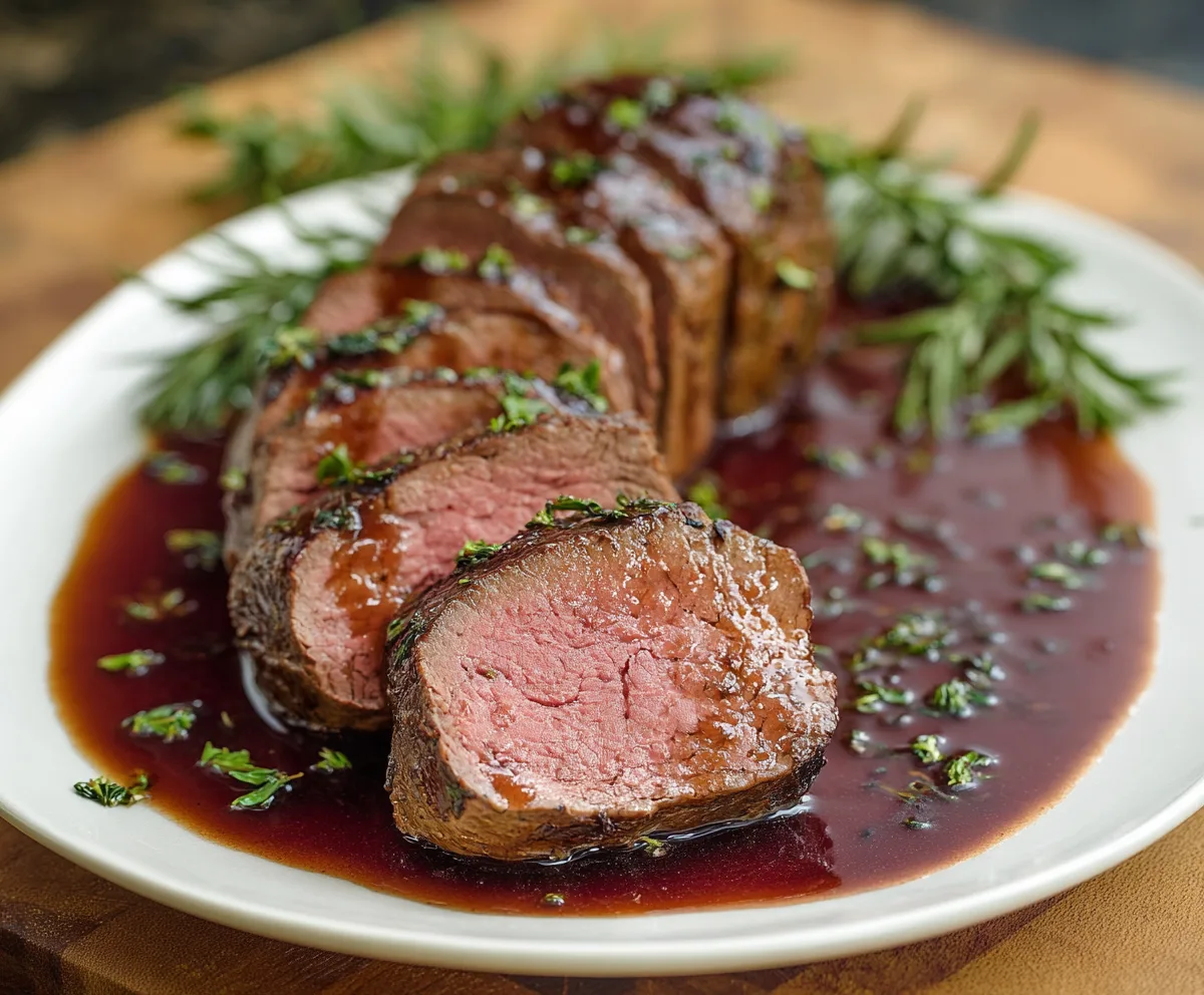 Juicy Beef Tenderloin with Red Wine Sauce