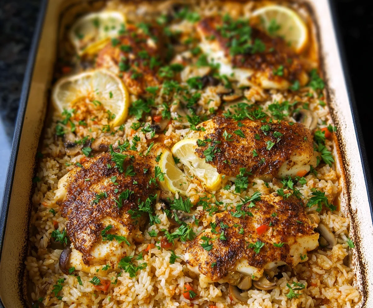 Easy Cajun Fish Rice Bake