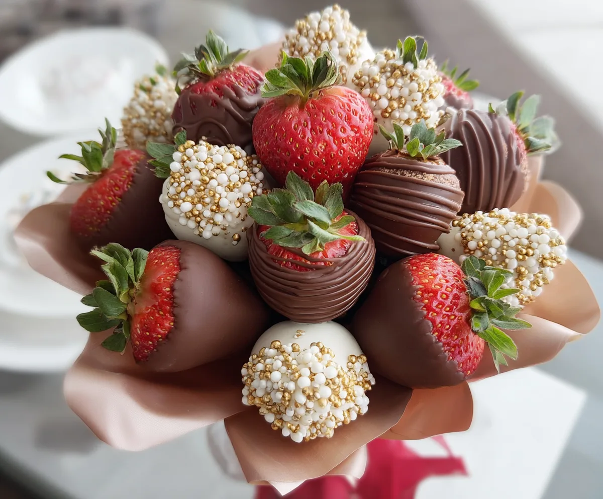 Easy Chocolate Covered Strawberries Bouquet