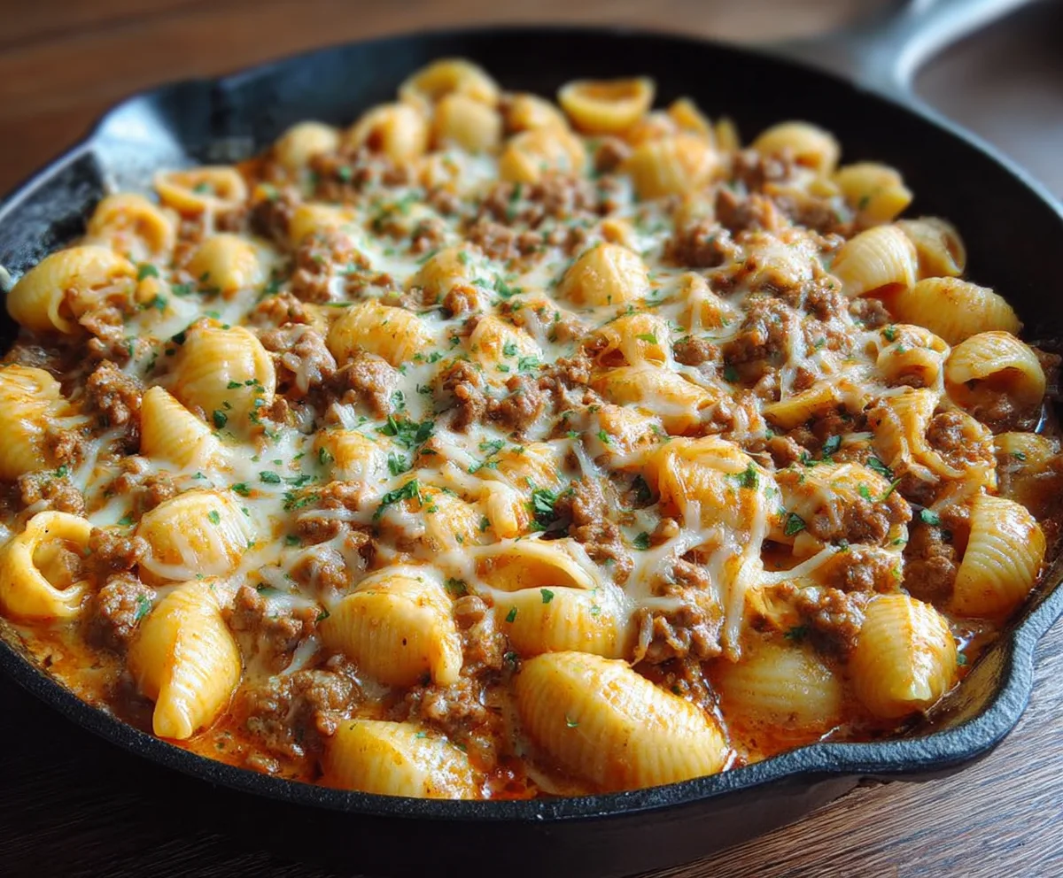 Easy Creamy Beef and Shells Casserole