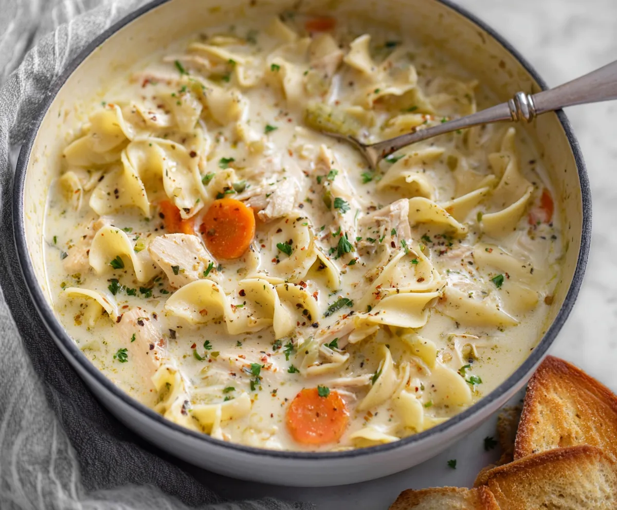 Easy Creamy Chicken Noodle Soup Recipe