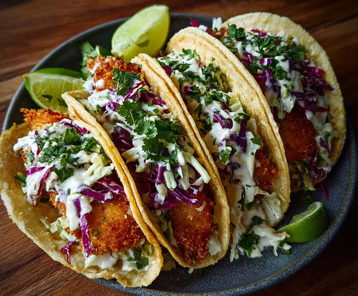 Easy Crispy Fish Tacos with Fresh Slaw