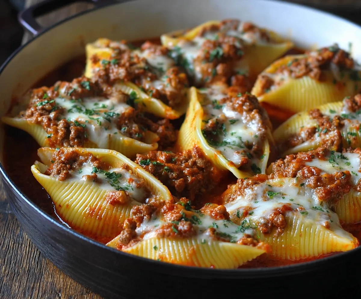 Easy Ground Beef Stuffed Shells
