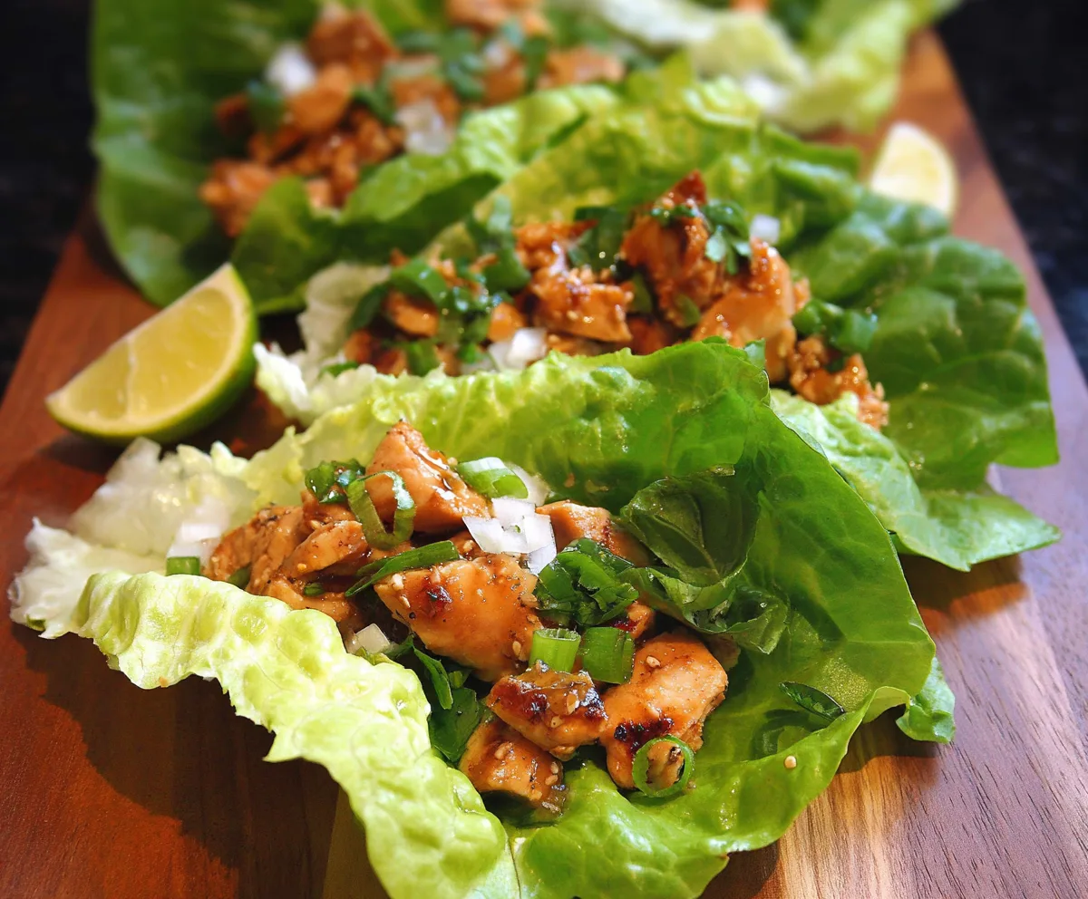 Easy Honey Lime Chicken Lettuce Wraps