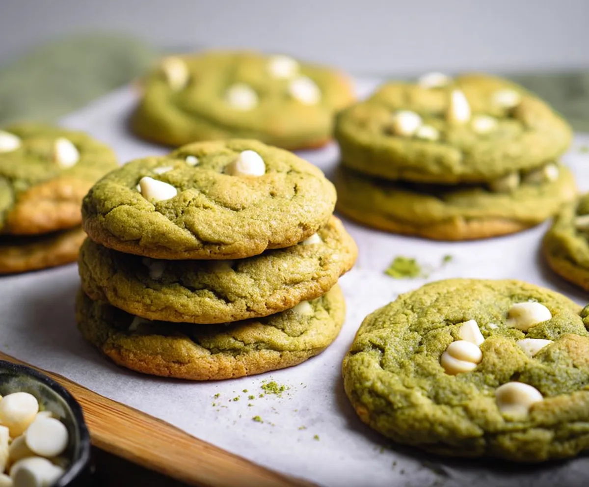 Easy Matcha White Chocolate Cookies
