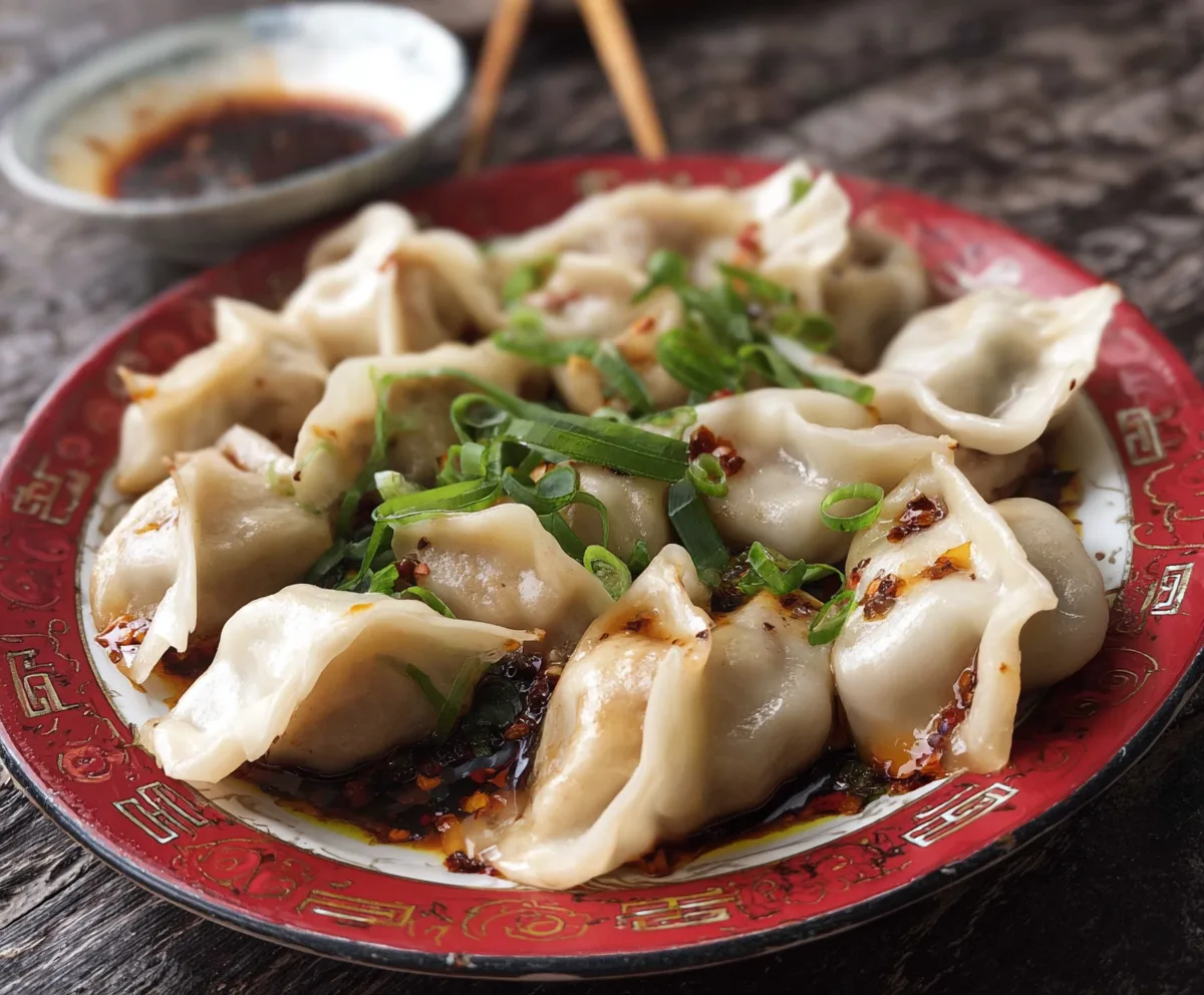Easy Pork Dumplings with Chili Sauce