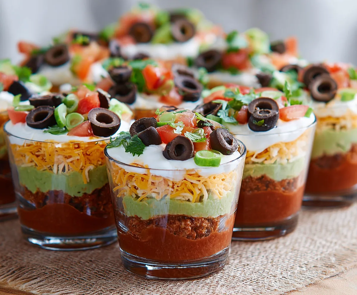 Easy Seven Layer Dip Cups