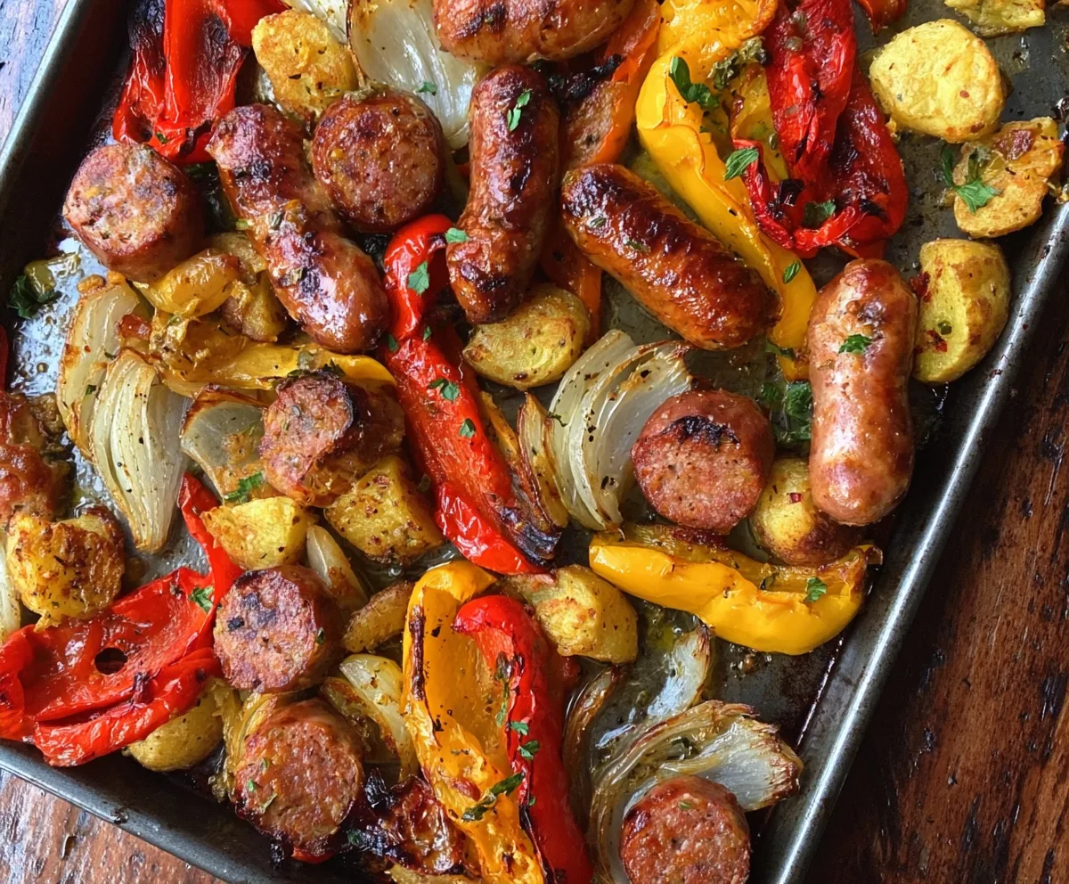 Easy Sheet Pan Sausage & Peppers