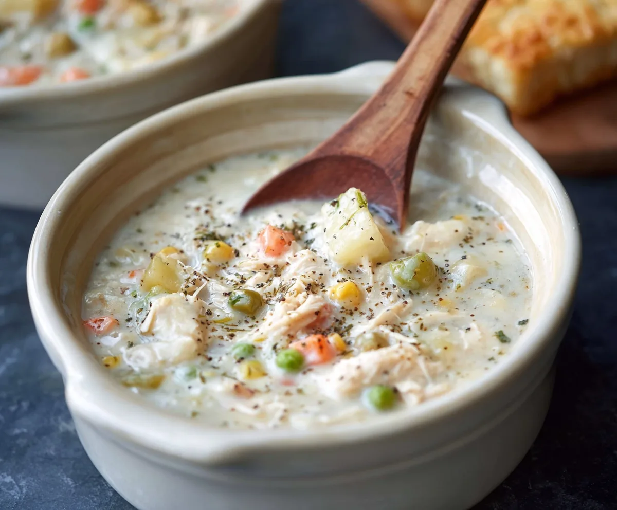 Easy Slow Cooker Chicken Pot Pie Soup