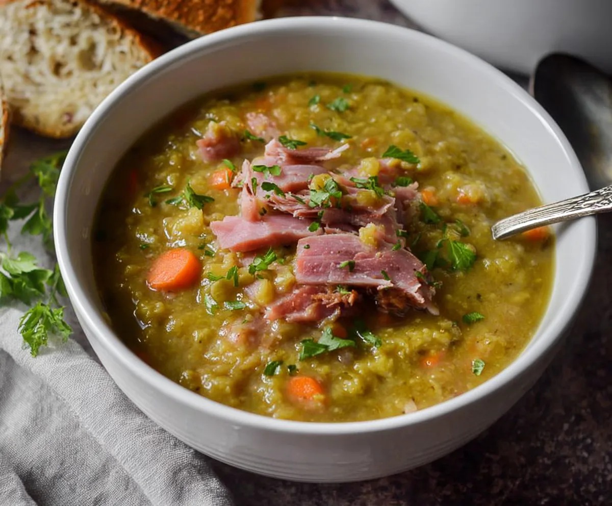 Easy Slow Cooker Split Pea Soup with Ham