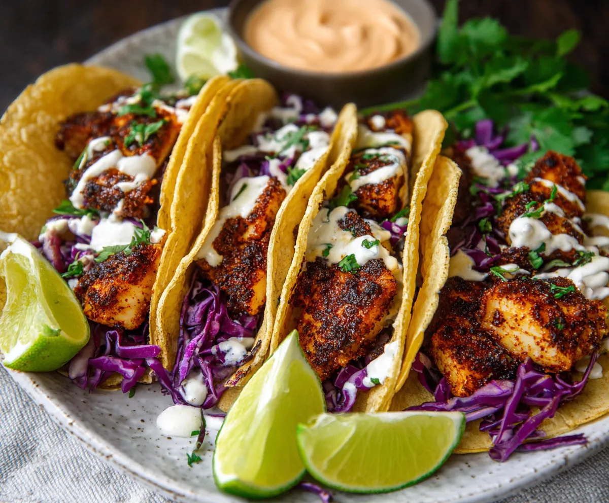 Easy Spicy Blackened Fish Tacos
