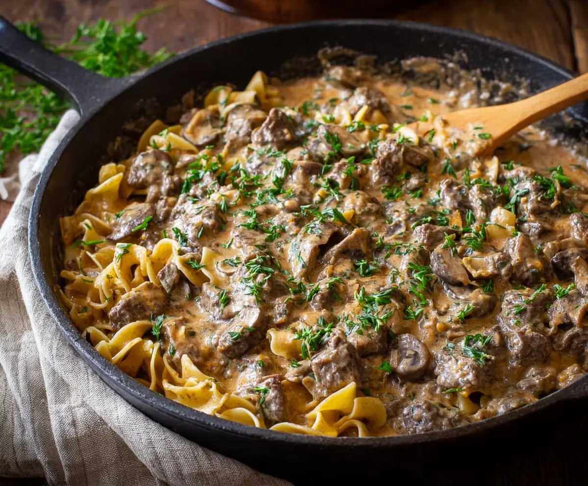 Easy Beef Stroganoff Skillet with Mushrooms