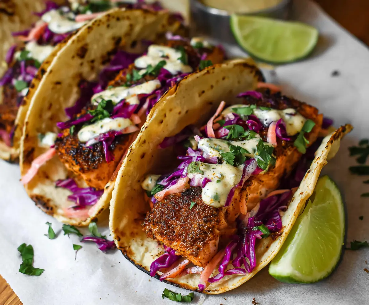 Easy Cajun Blackened Salmon Tacos