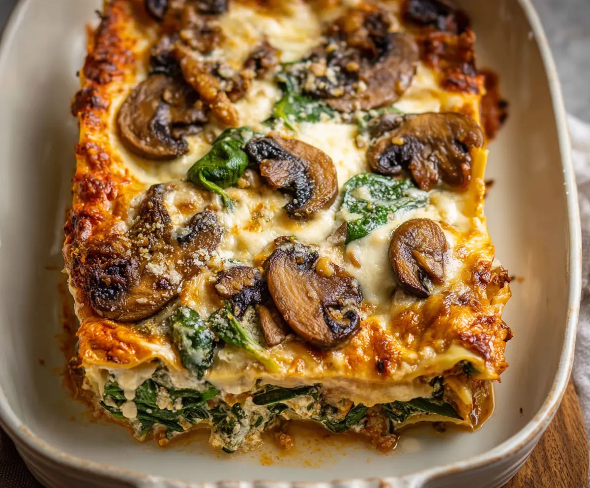 Creamy Mushroom Spinach Lasagna Recipe