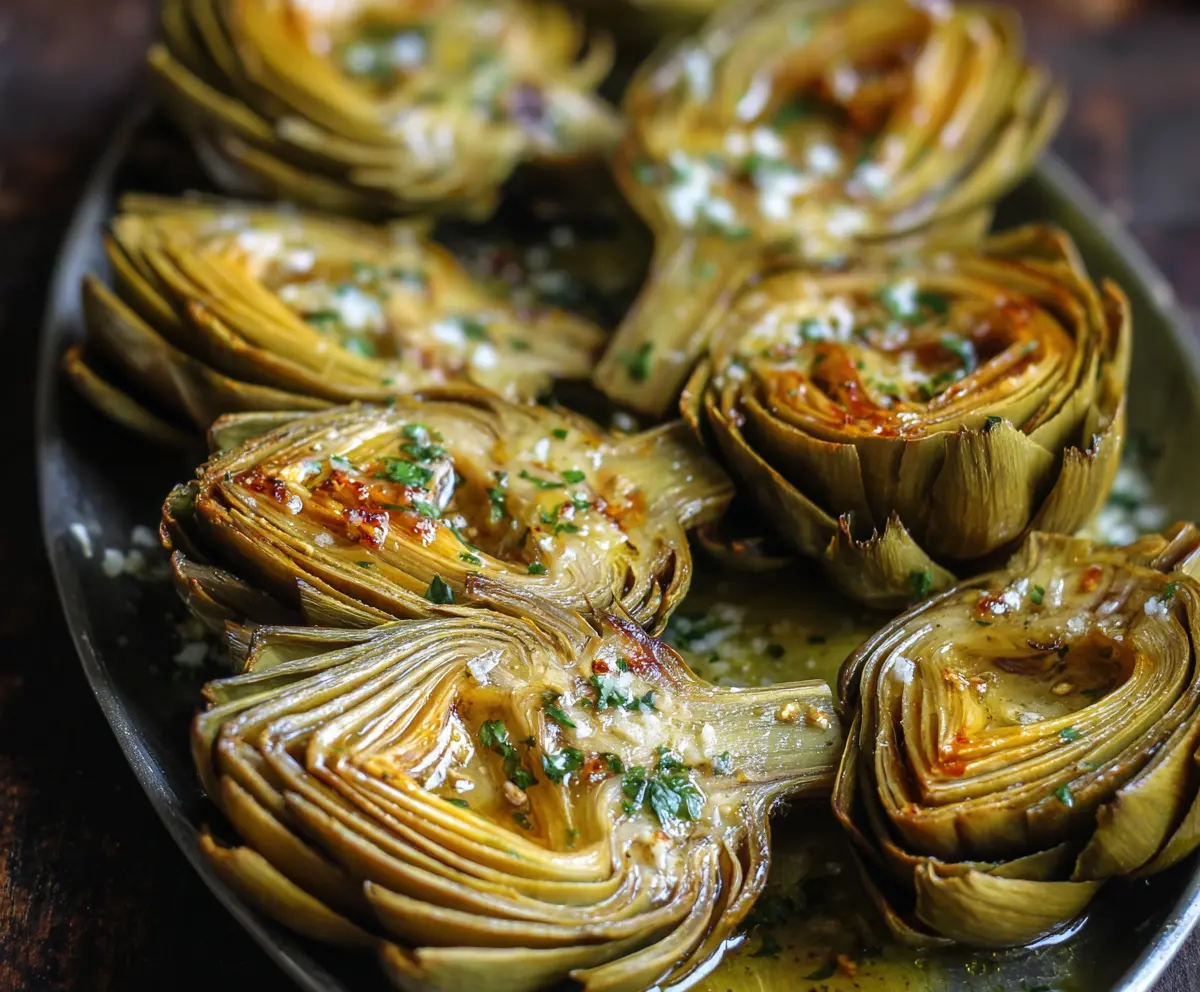 Garlic Butter Roasted Artichokes