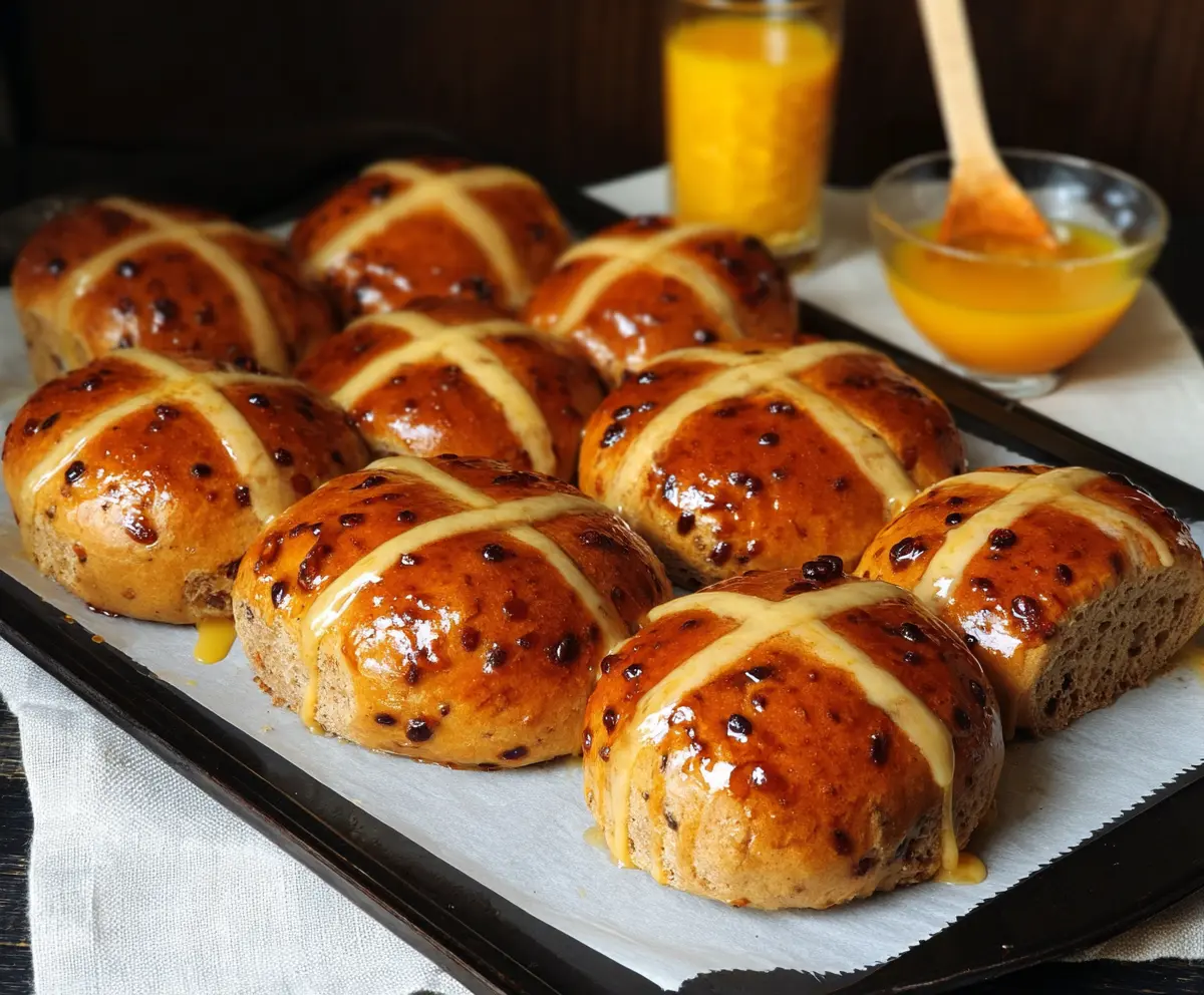 Soft Hot Cross Buns with Orange Glaze