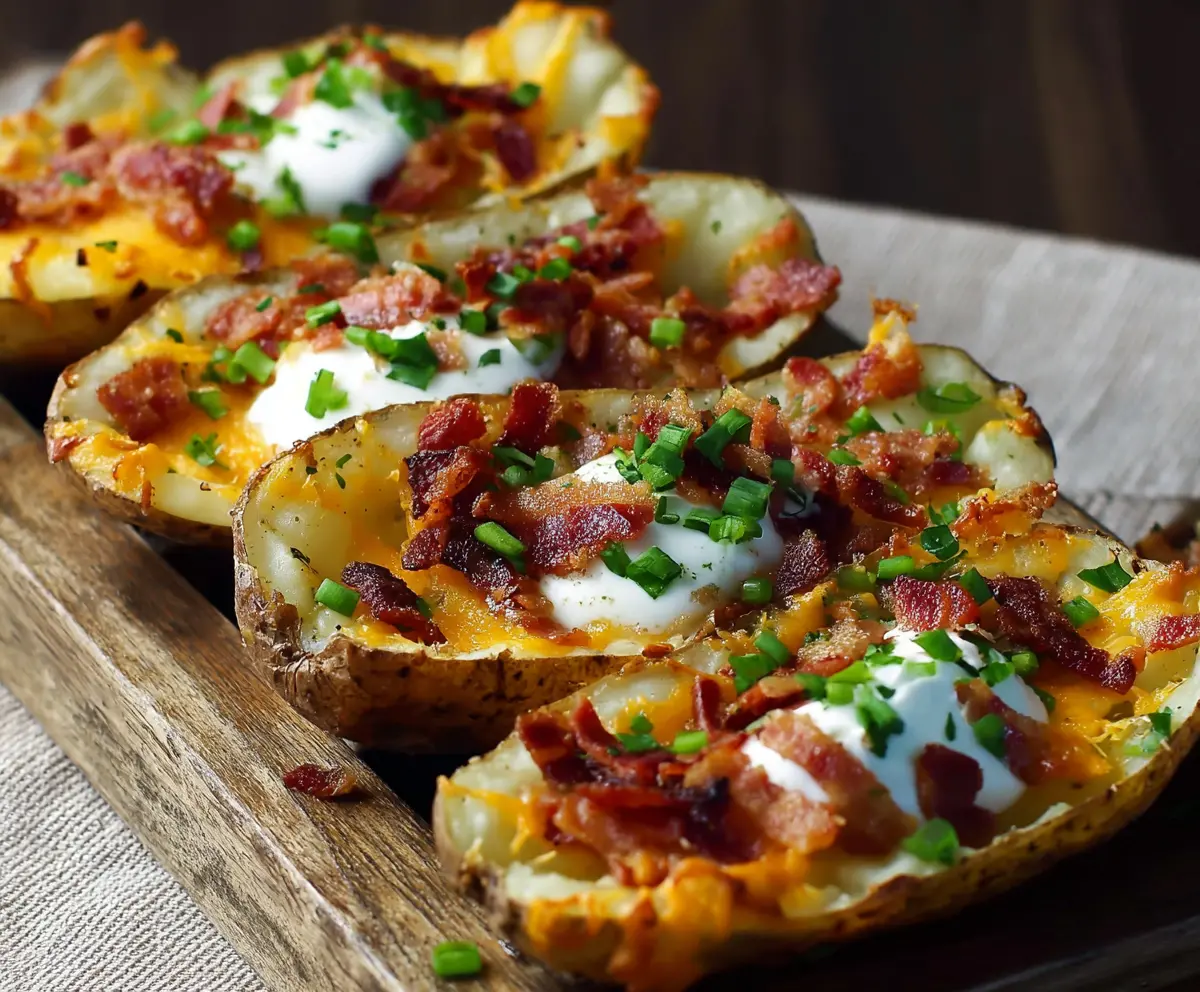 Loaded Potato Skins with Bacon & Cheddar