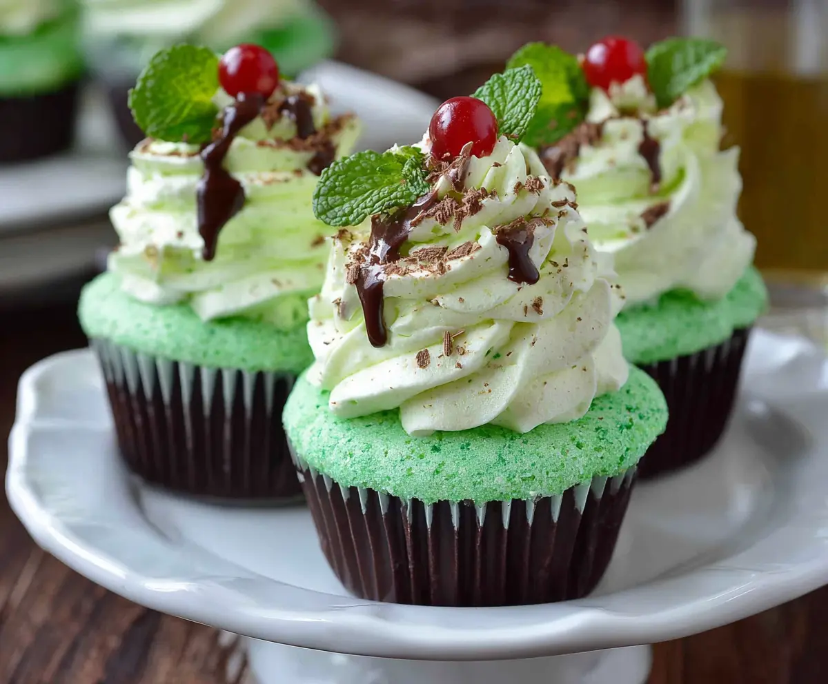 Mint Chocolate Shamrock Cupcakes