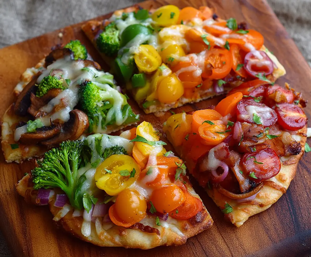Easy Rainbow Veggie Flatbread