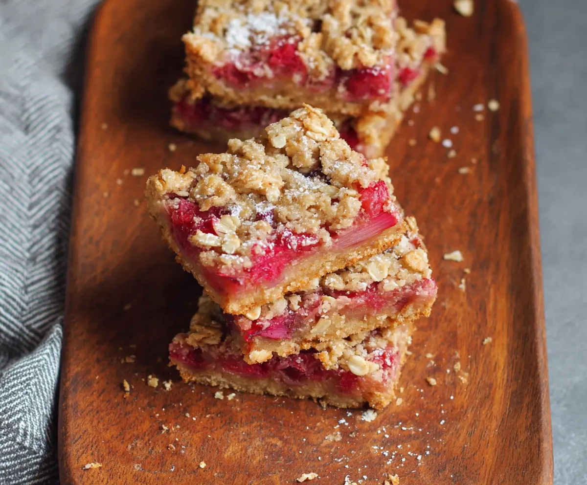 Easy Rhubarb Oat Crumble Bars