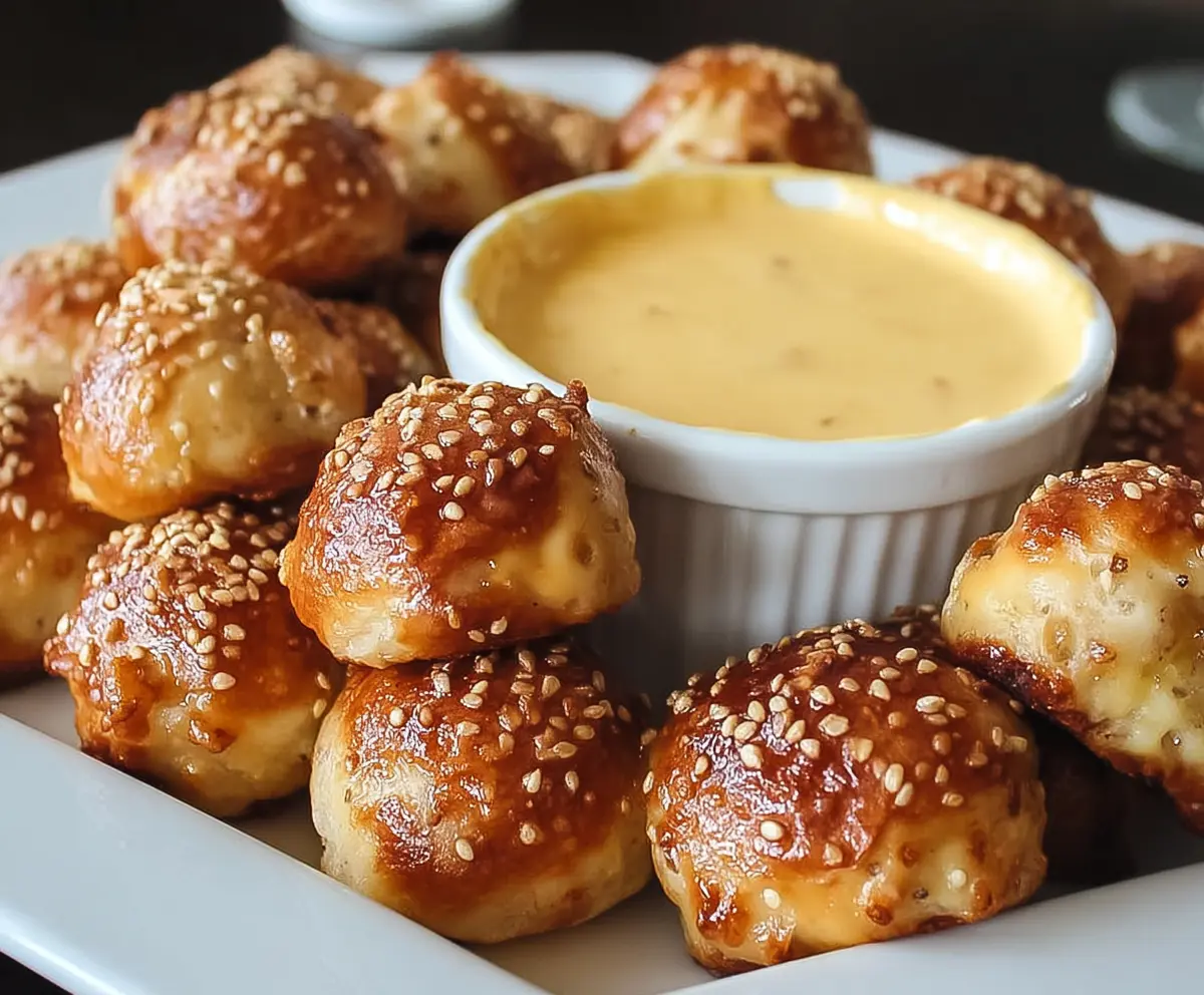 Soft Pretzel Bites with Cheddar Dip