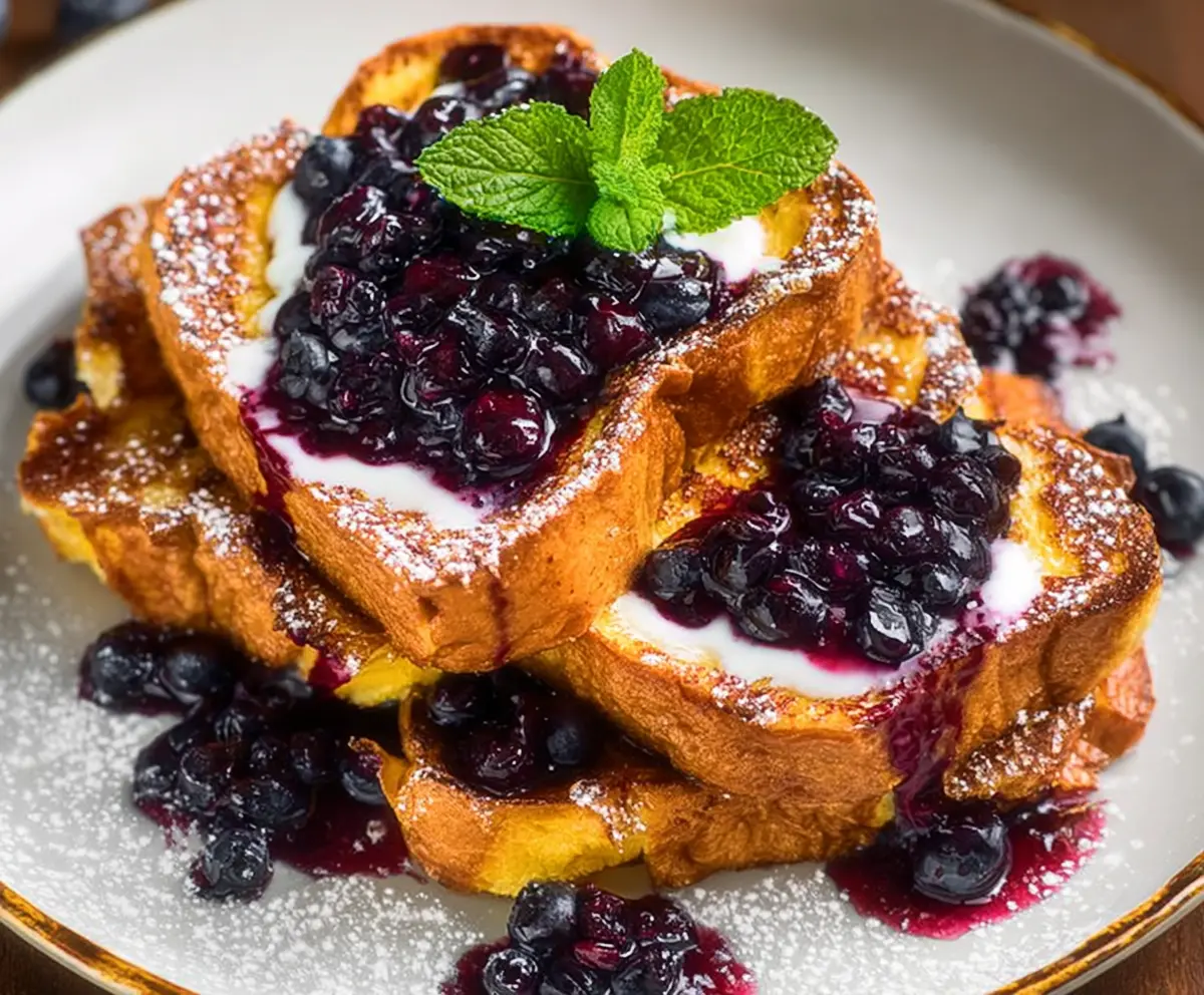 Easy Brioche French Toast with Blueberry Compote
