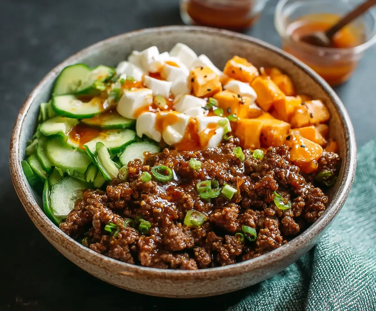 Quick & Spicy Ground Beef Hot Honey Bowl