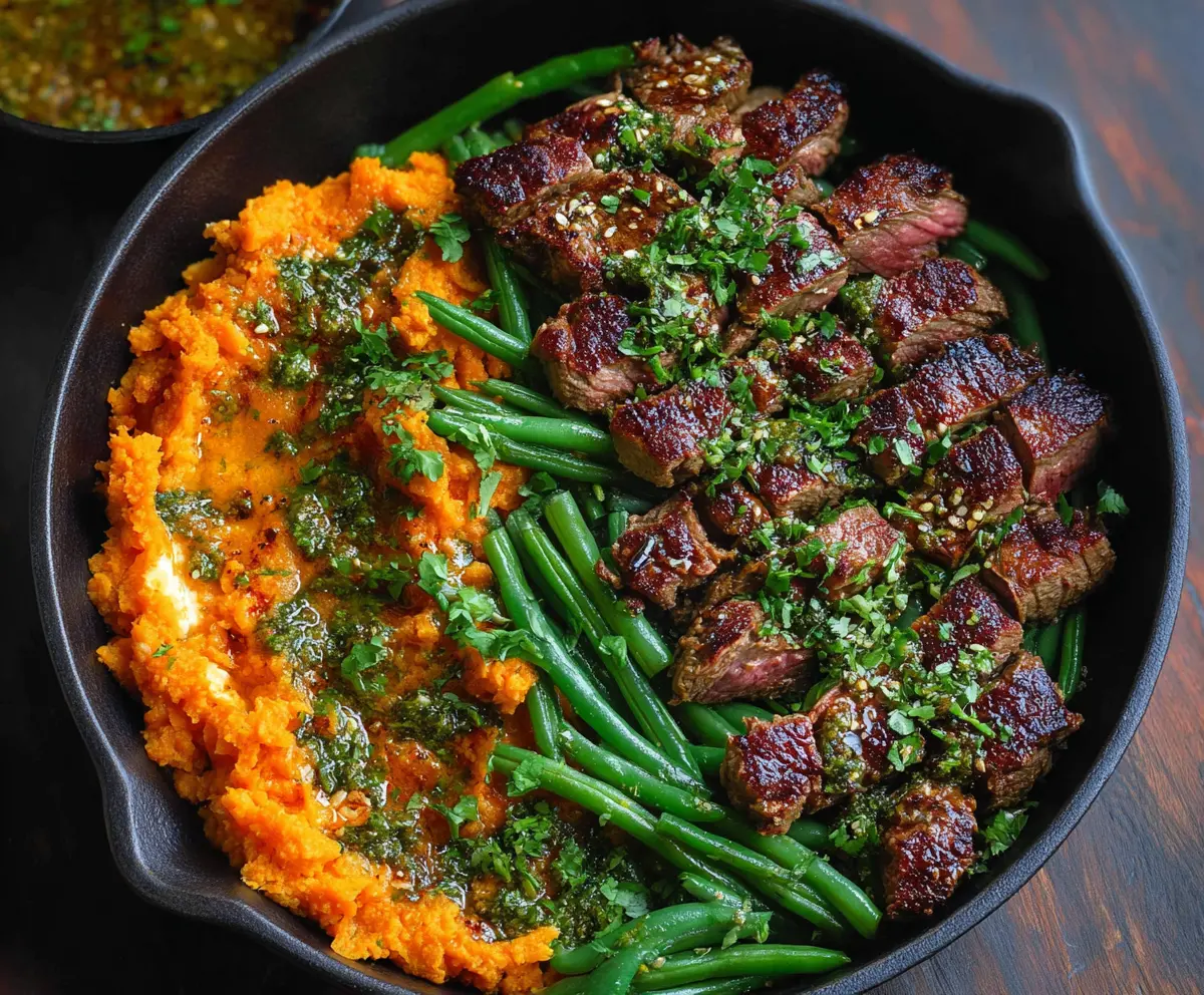 Easy Steak Bowl with Sweet Potato Mash